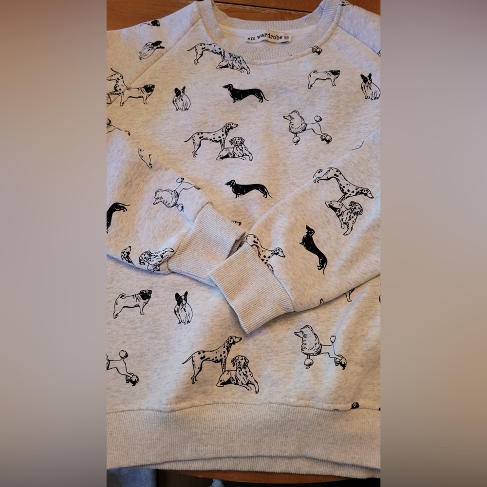 Women's Gray Dog Print Sweatshirt